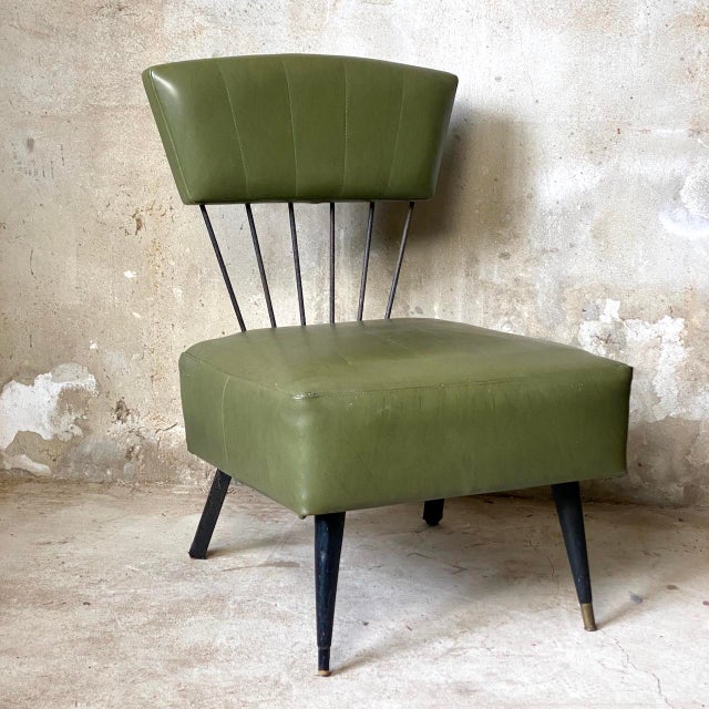 Vintage Lounge Chairs in Metal and Green Faux Leather, 1960s, Set of 2 For Sale - Image 6 of 15