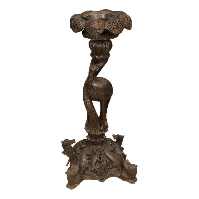 20th Century Chinese Vase Holder in Exotic Wood, 1970s For Sale