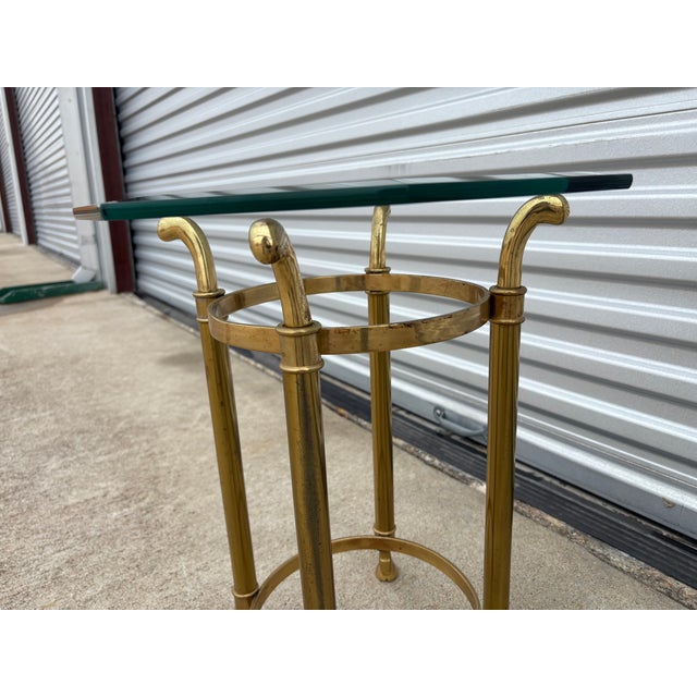 Gold 1970s Brass and Glass Side Table Attributed to La Barge For Sale - Image 8 of 11
