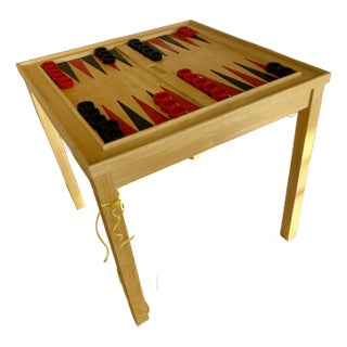 1990s Contemporary Natural Wood Backgammon Table For Sale