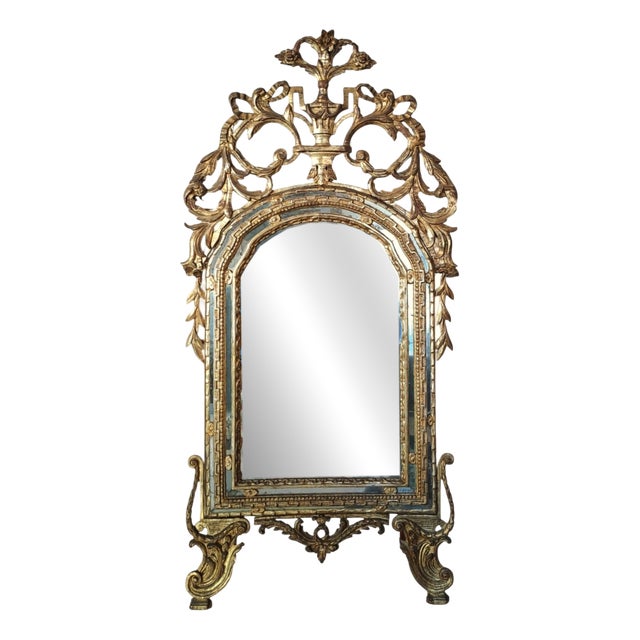 Antique Piedmont Carved Wooden Mirror, 1700s For Sale