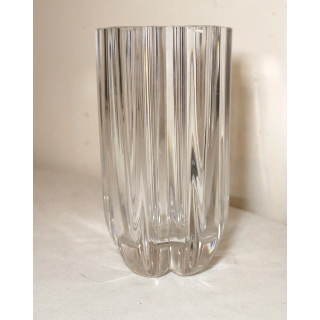 1970s Vintage Hand Made Blown Anna Ehrner Kosta Boda Thick Clear Crystal Glass Vase For Sale - Image 5 of 12
