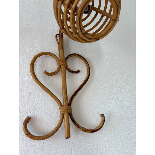 Midcentury Rattan Bamboo Lantern Pair Louis Sognot Style Italy 1960 For Sale - Image 11 of 11