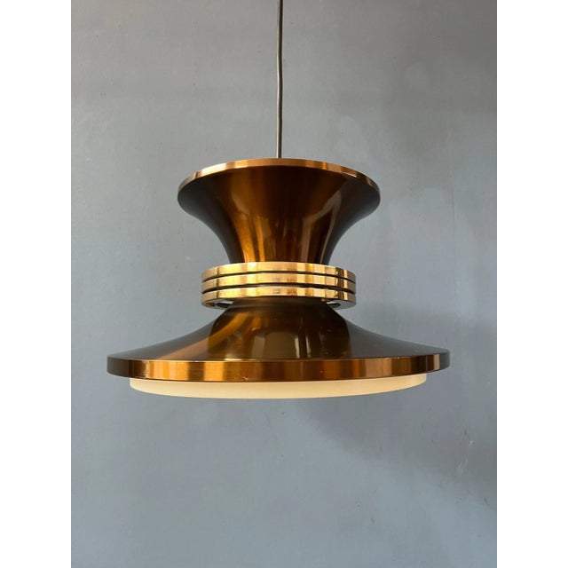 Vintage Danish Copper-Coloured Pendant Lamp, 1970s For Sale - Image 11 of 11