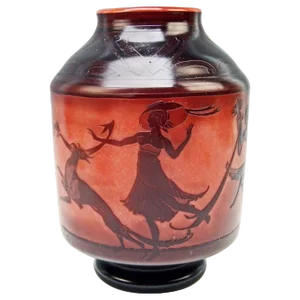 Cameo Vase with Frieze Figurines by Georges de Feure for Daum Frères Nancy, 1920s