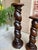 Pair Set of 2 Antique French Pedestal Stand Barley Twist Oak Large Plant Columns For Sale - Image 14 of 18