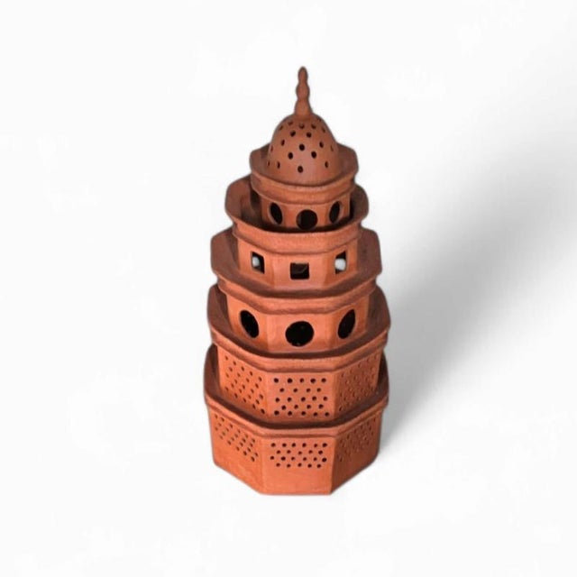 Terracotta Ceramic Pagode Lamp, 1970s For Sale - Image 9 of 10