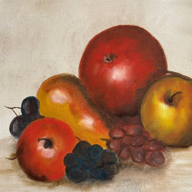 Textile 1981 Oil-on-Canvas Fruit Still Life, Unframed For Sale - Image 7 of 11