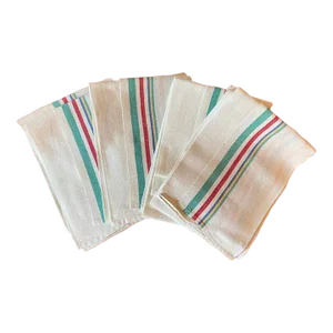 Vintage Linen Multi-Color Striped Tea Towels- Set of 4