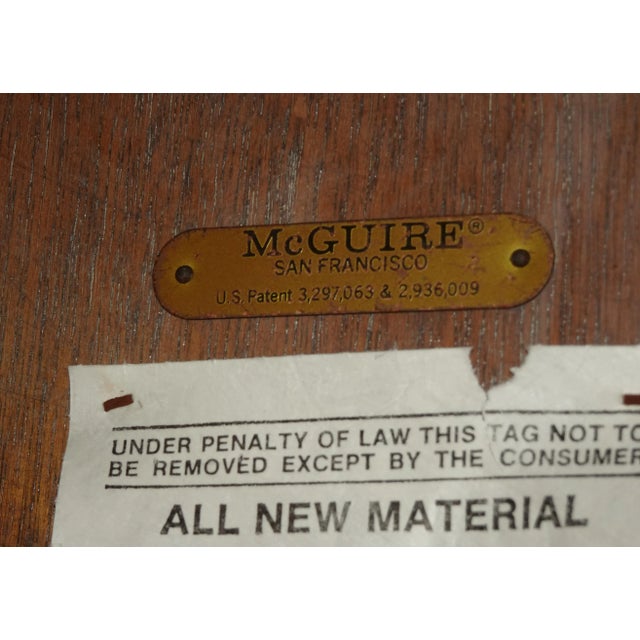 Set of Three Vintage McGuire Target Back Bamboo Barstools W Leather Straps For Sale - Image 11 of 12