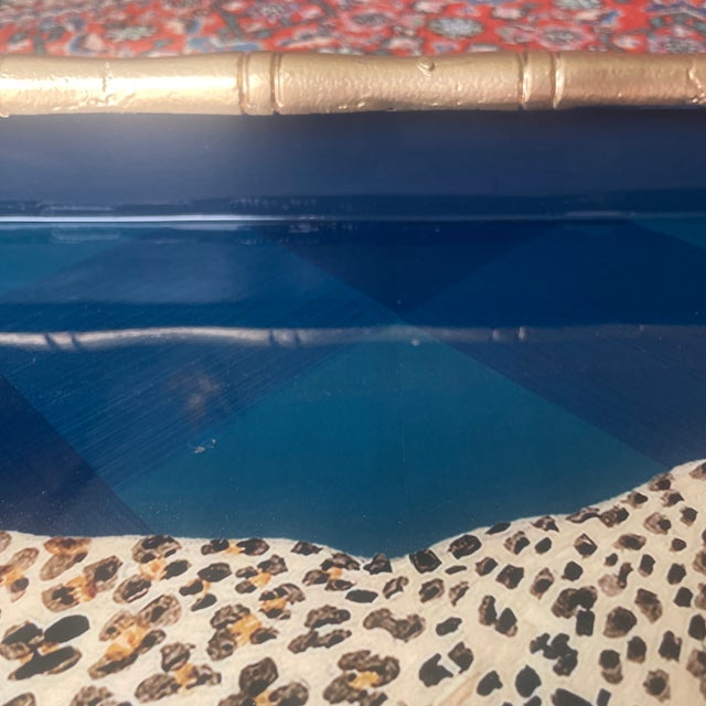 Gold Leopard Gold Bamboo Tray With Handles For Sale - Image 8 of 8