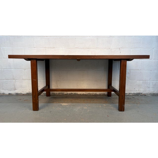 Wood Mid 20th Century Mid-Century Modern Walnut Trestle Table For Sale - Image 7 of 13