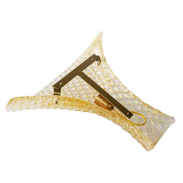 Metal Large Italian Murano Glass Wall Light Sconces, 2000s, Set of 2 For Sale - Image 7 of 8