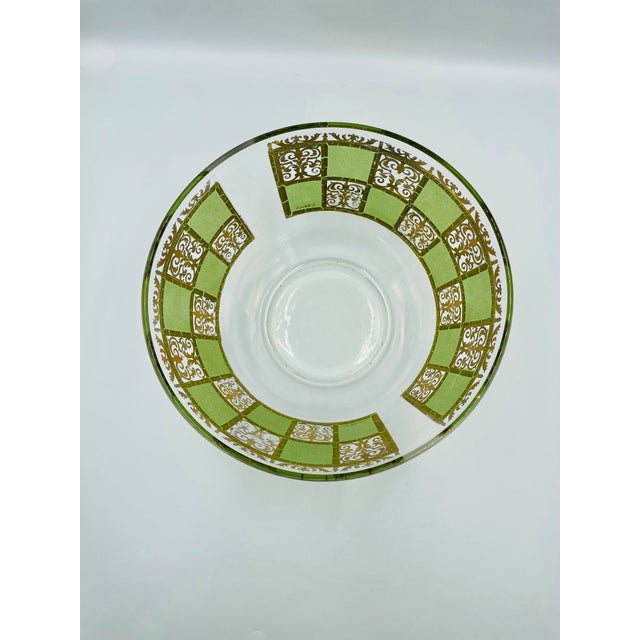 Mid-Century Modern Mid 20th Century Mid-Century Modern Culver Prado 22k Gold & Green Glass Serving Bowl For Sale - Image 3 of 10