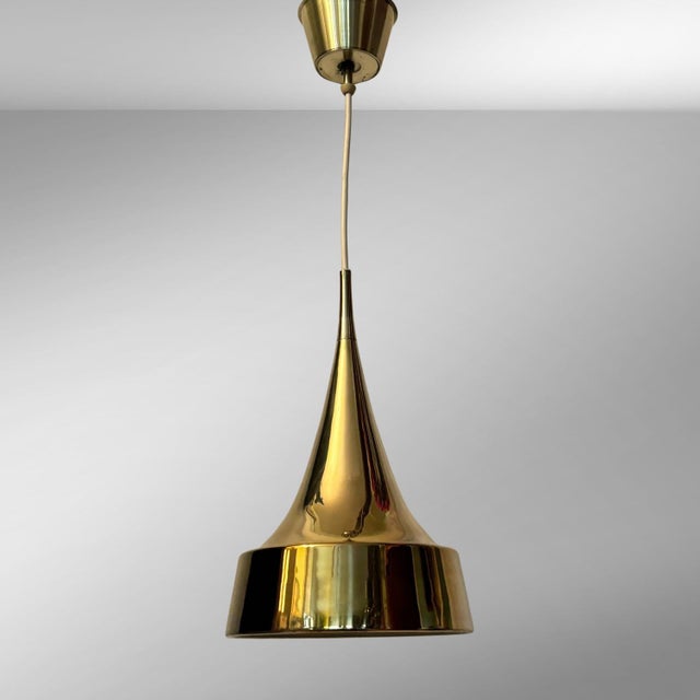 Mid-Century Modern Mid-Century Scandinavian Brass Pendant Lamp by Eje Ahlgren for Bergboms, 1960s For Sale - Image 3 of 11