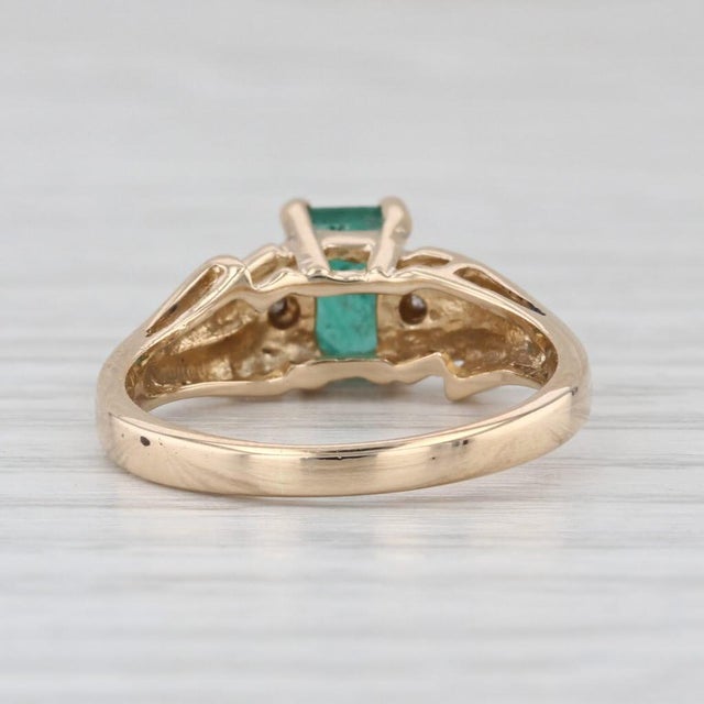 Metal 1970s 0.51ctw Emerald Cut Emerald Diamond Ring 14k Yellow Gold Size 5.5 For Sale - Image 7 of 8