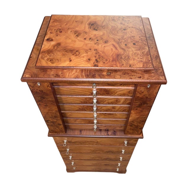 Agresti Lo Scrigno Briar & Mahogany Jewelry Armoire. Italy, 21st Century. For Sale - Image 4 of 14