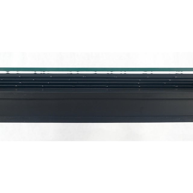 Ebonized Faux Bamboo Reed Two Door Glass Top Console Sofa Table For Sale - Image 9 of 12