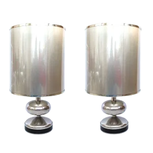 Spanish Chrome Table Lamps, 1970s, Set of 2