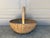 Early 20th Century Splint Oak Egg Gathering Basket With Green Woven Detail For Sale - Image 4 of 11