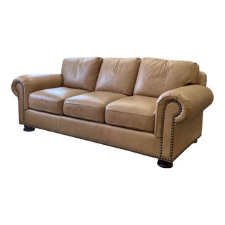 Hancock & Moore Rolled Arm Leather Sofa For Sale