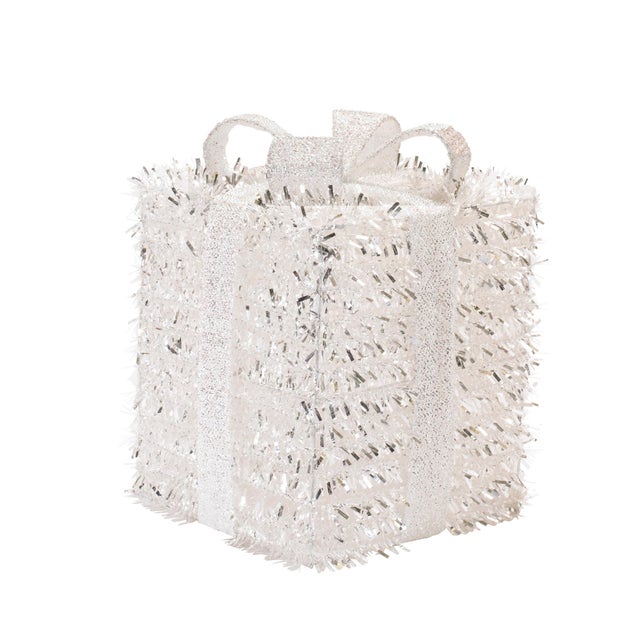 Contemporary LED Tinsel Package with Bow (Set of 3) For Sale - Image 3 of 4