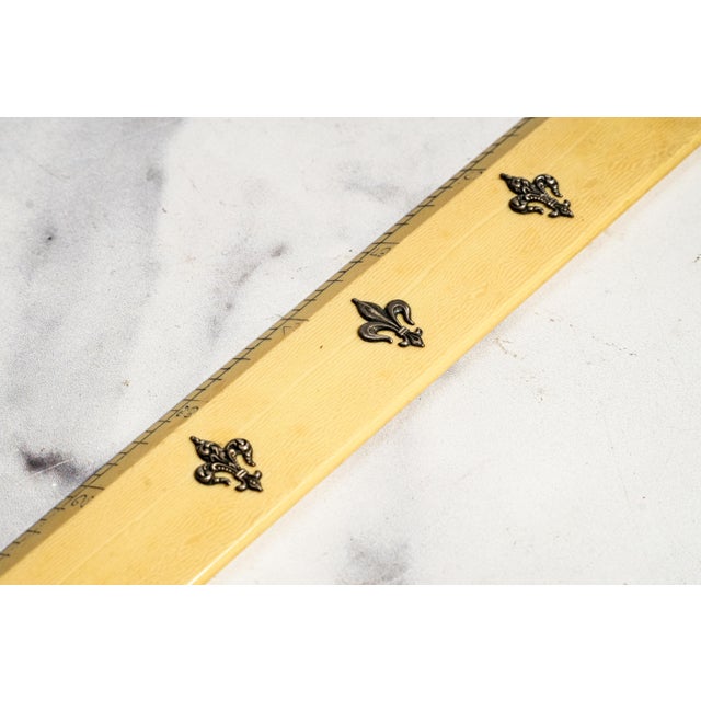 Victorian Antique French Fleur De Lis Desk Ruler Silver Appliqué 12 Inch For Sale - Image 4 of 12