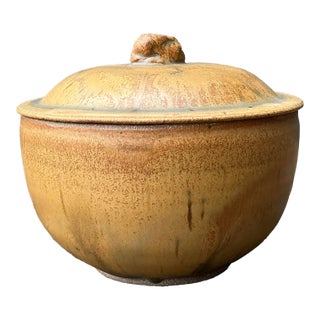 Vintage Original Studio Pottery Lidded Bowl For Sale