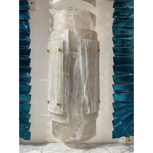 Italian Early 21st Century Large Scale Murano Glass and Brass Sconces - A Pair For Sale - Image 3 of 7