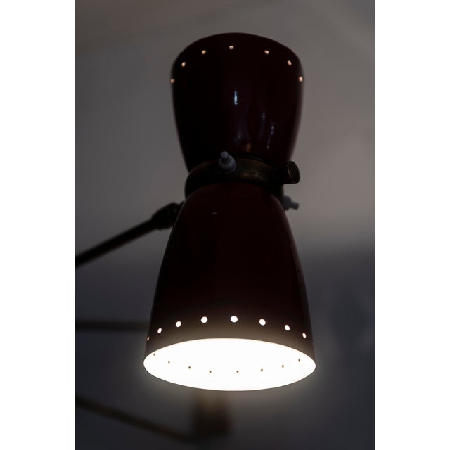 Red Adjustable Wall Lamp attributed to Robert Mathieu, France, 1950s For Sale - Image 8 of 10