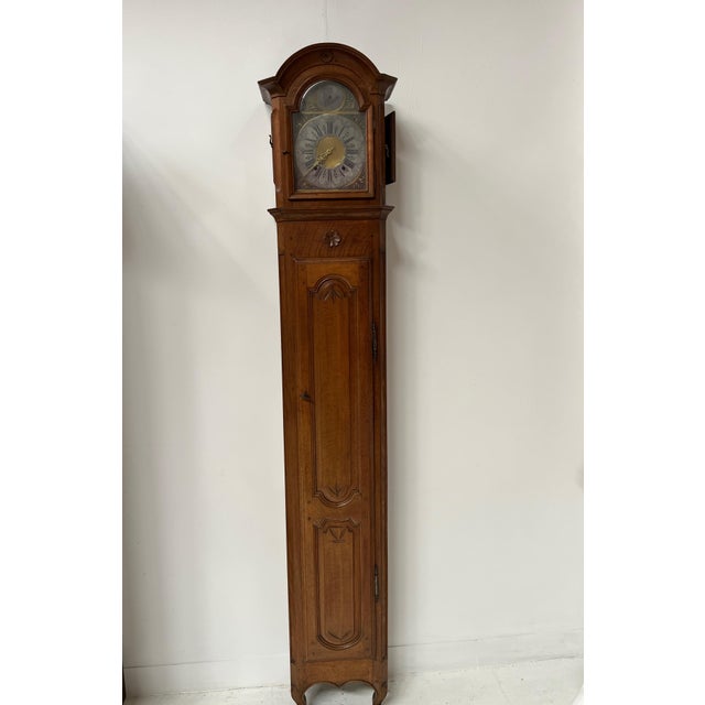 Louis XV Carved Oak Grandfather Clock, 18th Century For Sale - Image 16 of 17