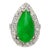7.88 Carat Jade and Diamond Halo Ring in 18k White Gold Size 6 For Sale
