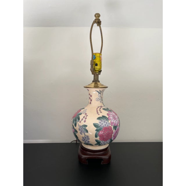Vintage 1980s Floral Chinoiserie Table Lamp For Sale In Portland, ME - Image 6 of 8