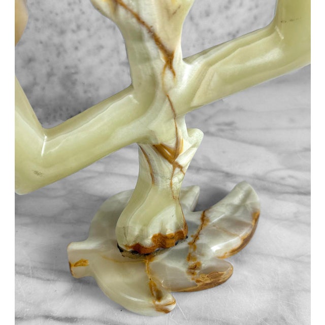 Vintage Italian Onyx Stone Tulip Candelabra Candlestick Holders - Set of 3 For Sale - Image 9 of 11
