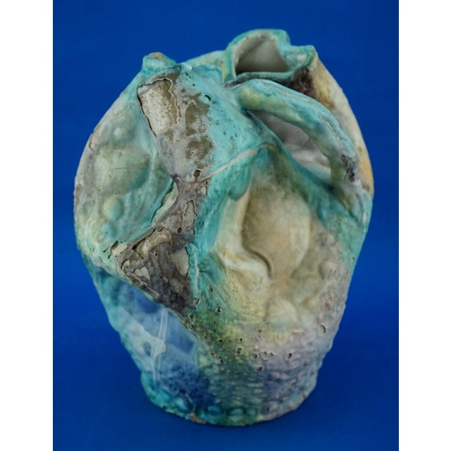 1930s Acid-Treated Majolica Ceramic Vase by Icav Icam Giordano Vietri, Italy, 1930s For Sale - Image 5 of 18