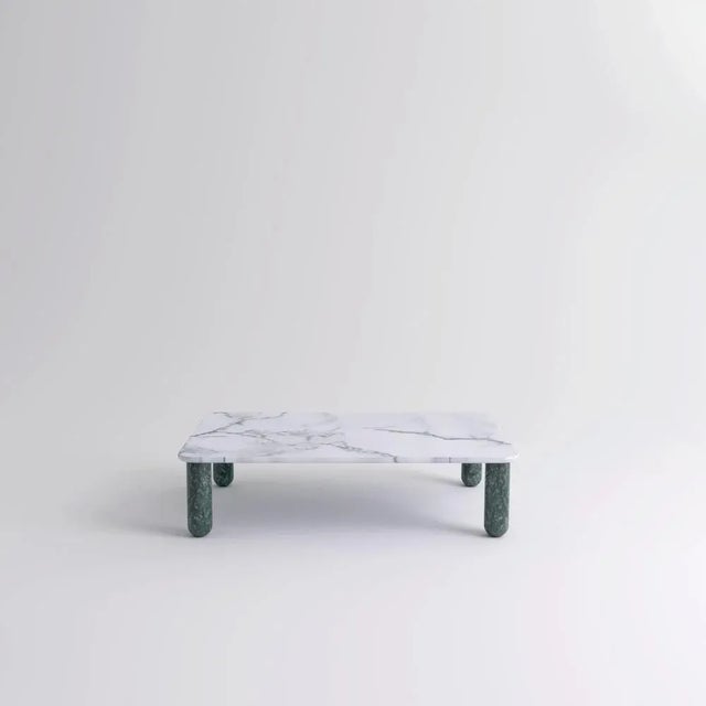 Medium white and green marble "sunday" coffee table, jean-baptiste souletie dimensions: 100 w x 150 d x 35 h cm materials:...