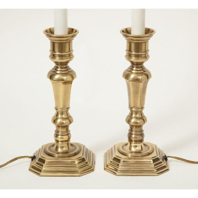 Frederick Cooper Pair of Brass Candlestick Lamps For Sale - Image 4 of 8