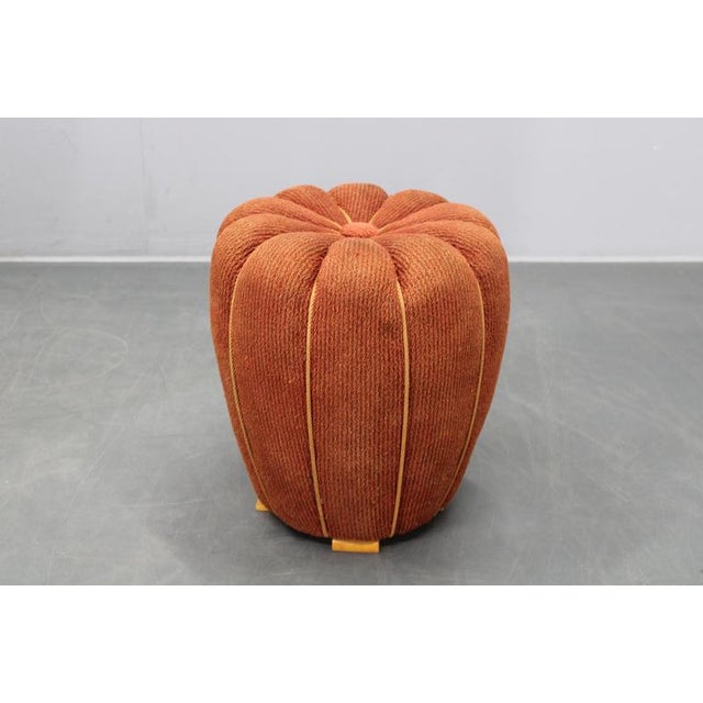 1930s Art Deco Ottoman with Red Upholstery attributed to Jindřich Halabala, 1930s For Sale - Image 5 of 11