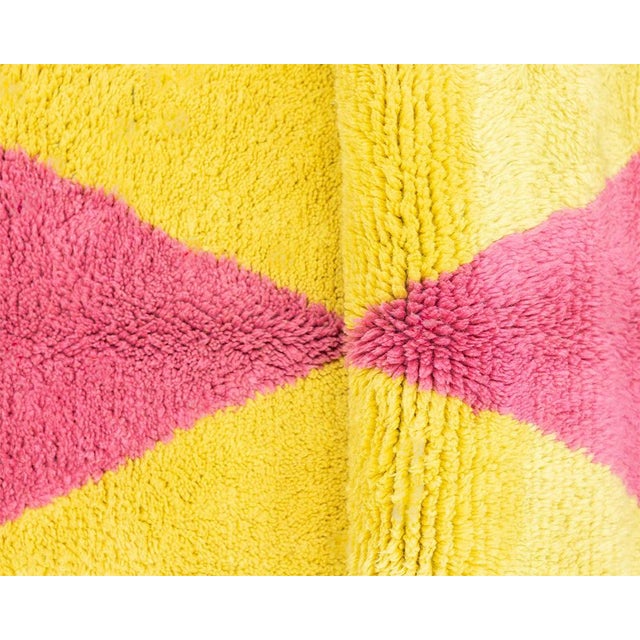 Textile Vibrant Geometric Symmetry Hand-Knotted Wool Rug | 8'8" X 6'8" | One of a Kind For Sale - Image 7 of 8