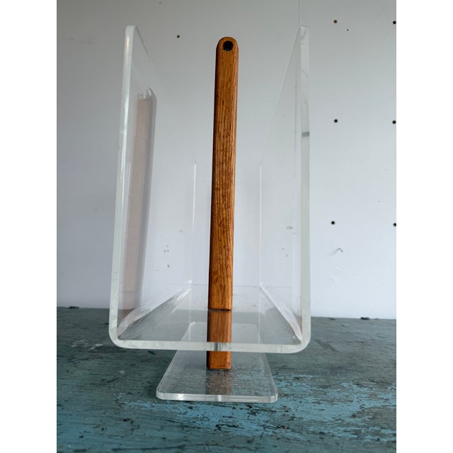 Mid-Century Magazine Rack in Wood and Lucite by Grosfeld House For Sale - Image 6 of 10