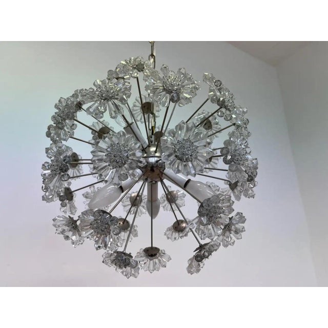 Mid-Century Modern Sputnik Dandelion Chandelier in Glass and Chrome, Czechoslovakia, 1970s For Sale - Image 3 of 7