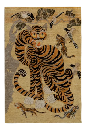 Handknotted Swirling Tiger Rug, 3'6"x5'