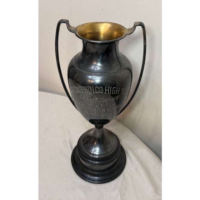 Large Antique 1926 Silverplate Oberlin High School Baseball Reach Trophy Award For Sale - Image 10 of 14