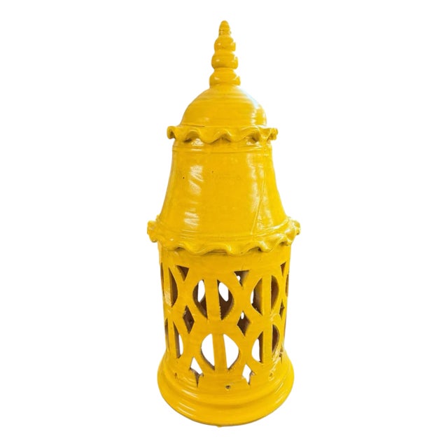Moroccan Pottery Yellow Lantern Terracotta For Sale