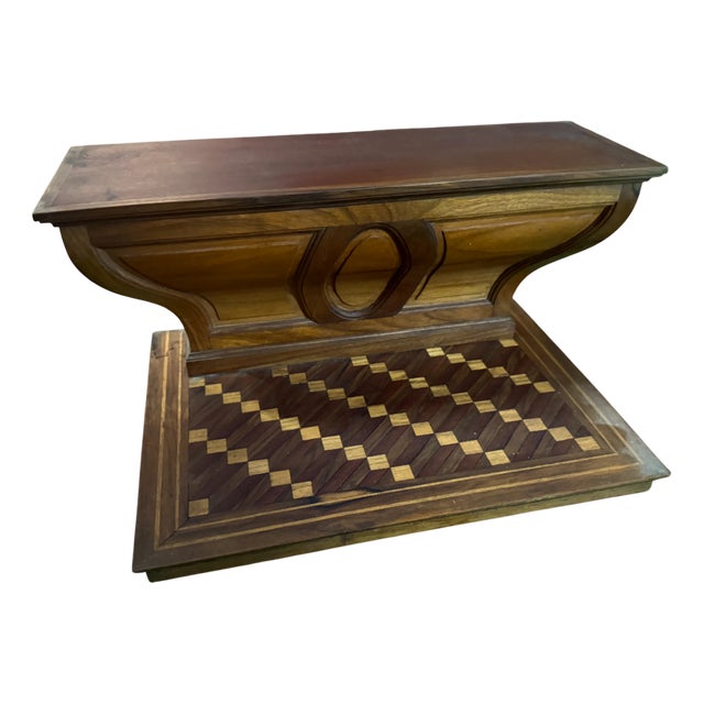 Model of Curved Walnut Altar with Inlaid Base For Sale