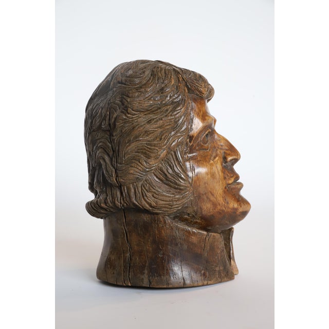 Early 20th Century Hand Carved Wooden Head Scutlpture For Sale - Image 10 of 13