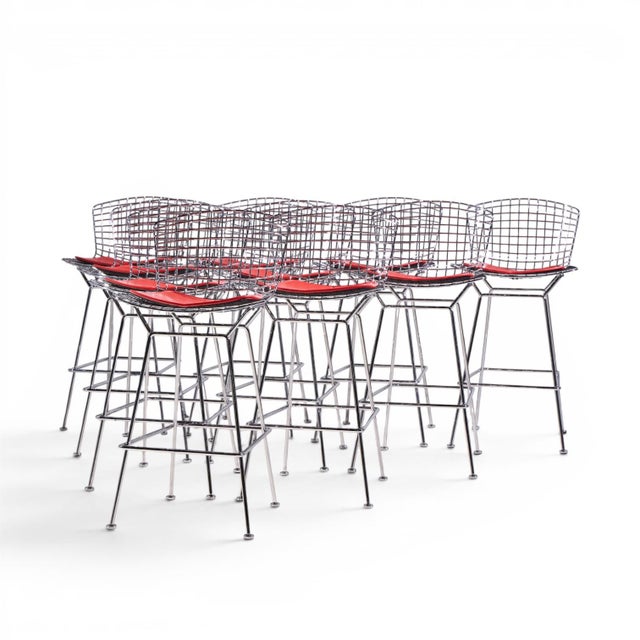 Mid-Century Modern Harry Bertoia for Knoll Mid Century Chrome Bar Stools - Set of 10 For Sale - Image 3 of 15