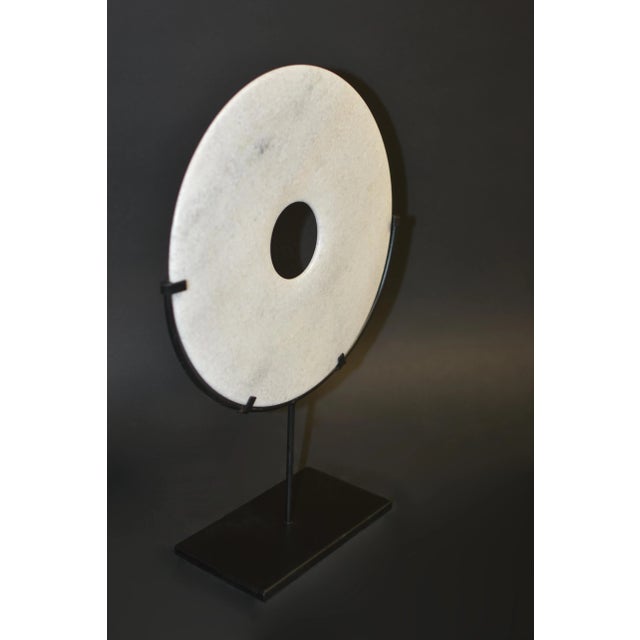 Chinese White Granite Ceremonial Bi Disc For Sale - Image 3 of 13