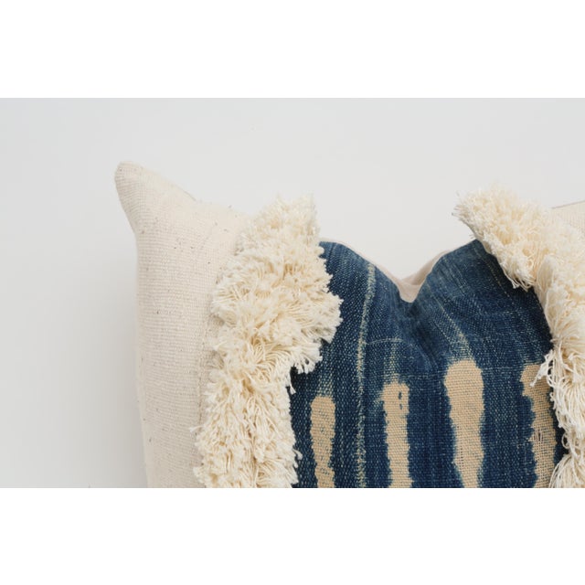 Vintage African Mudcloth & Indigo Fringe Pillow Chairish