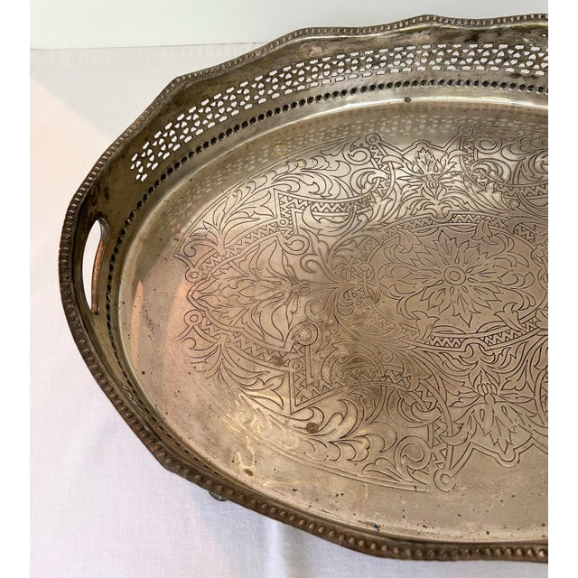Vintage XL Castilian Imports Oval Footed Serving Tray For Sale In Cincinnati - Image 6 of 8